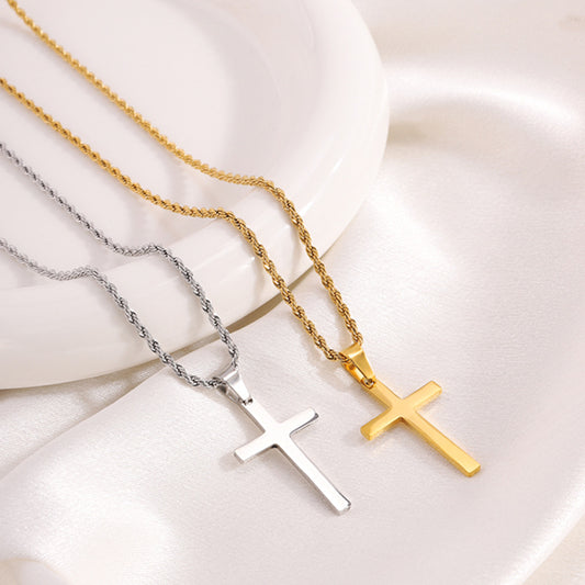 Steel Gold Hemp Flowers Chain Cross Titanium No Necklaces