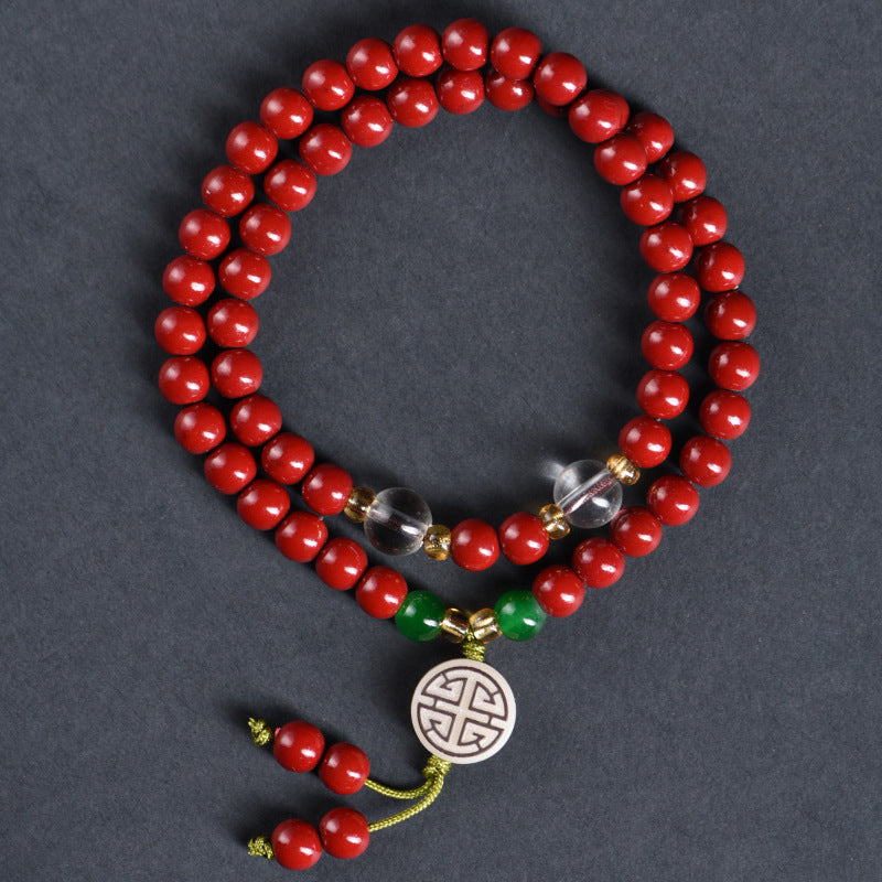 Women's Double Circle Buddha Beads Multi String Life Red Bracelets