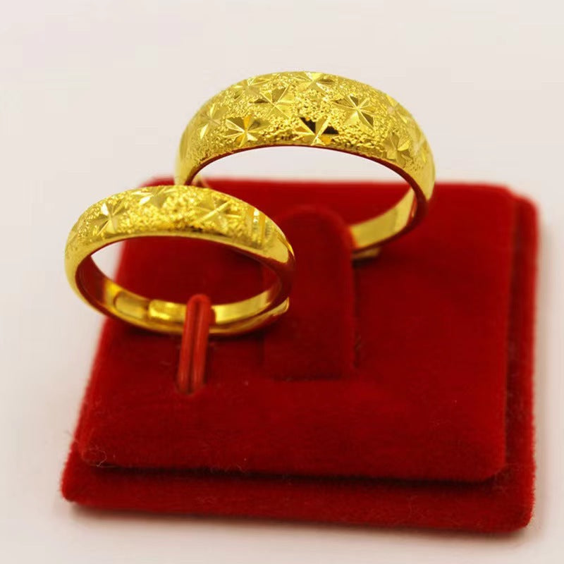 Women's Starry Sky Couple Brass Gold-plated Glossy Retro Rings