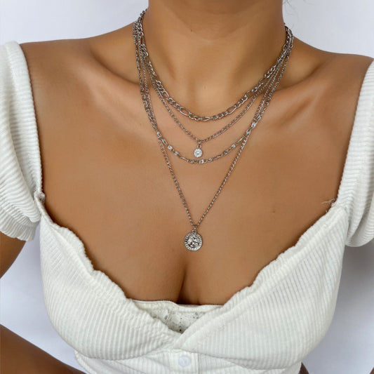 Ornament Style Portrait Coin Metal Exaggerated Necklaces