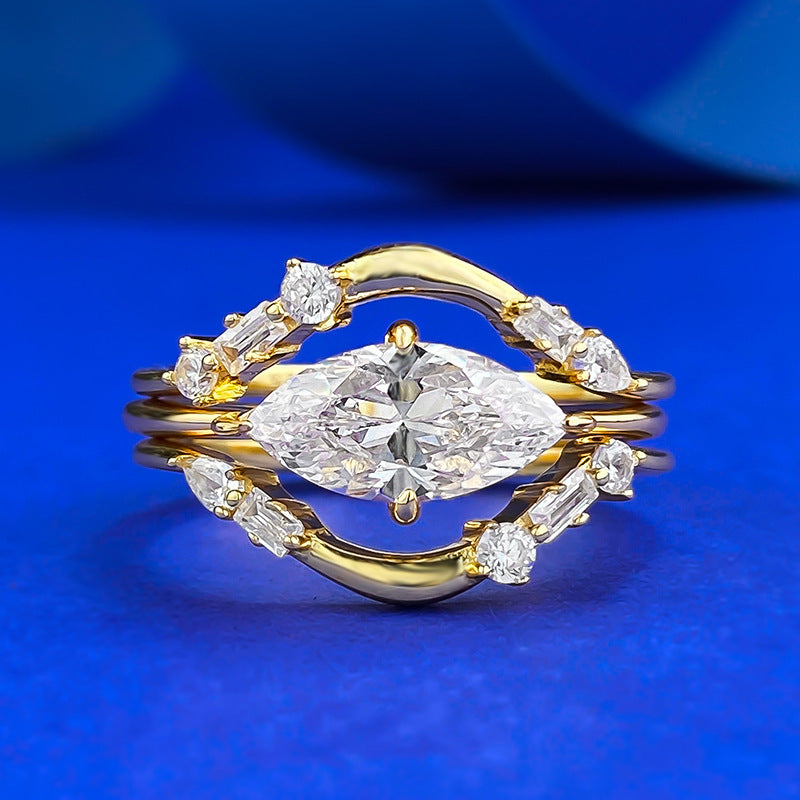 Sier Inlay High Carbon Diamond Horse Rings