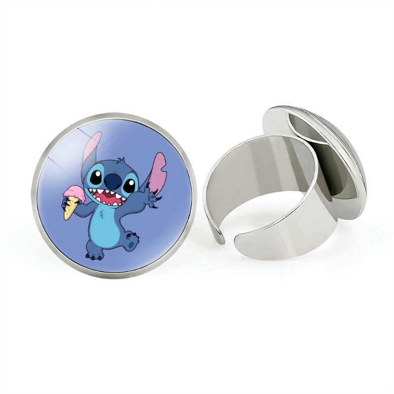 Star Stitch Cartoon Pattern Open Adjustable Rings