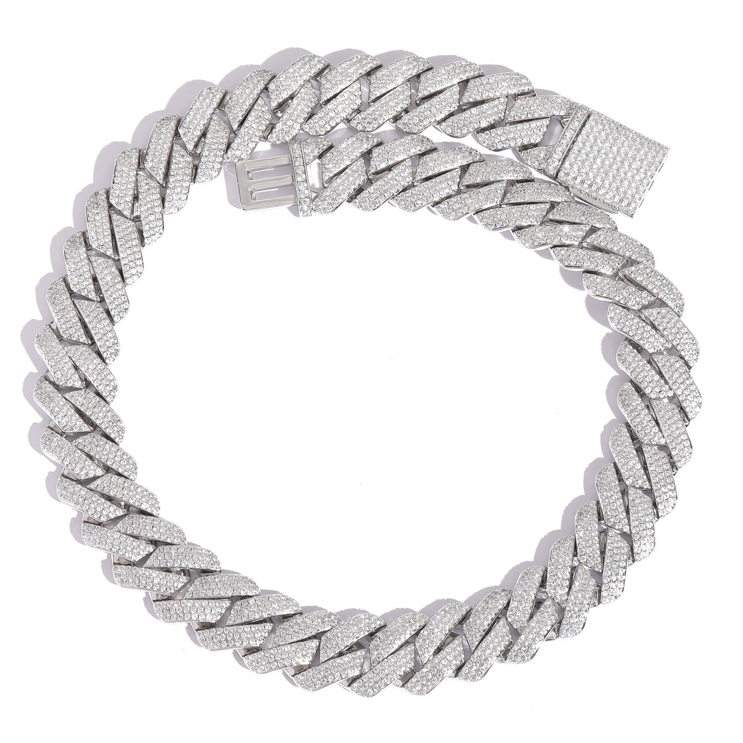 Men's Hip Hop Three Rows Zircon Cuban Link Chain Thick Necklaces