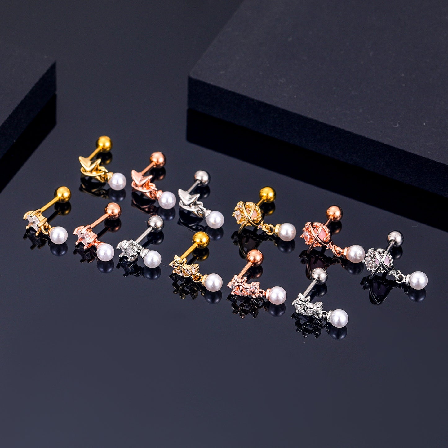 Ear Bone Female Needle Screw Twist Rings