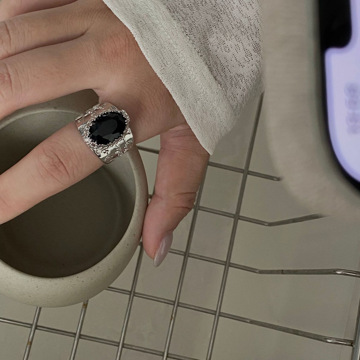 Niche Tassel Fireworks Index Finger Black Rings