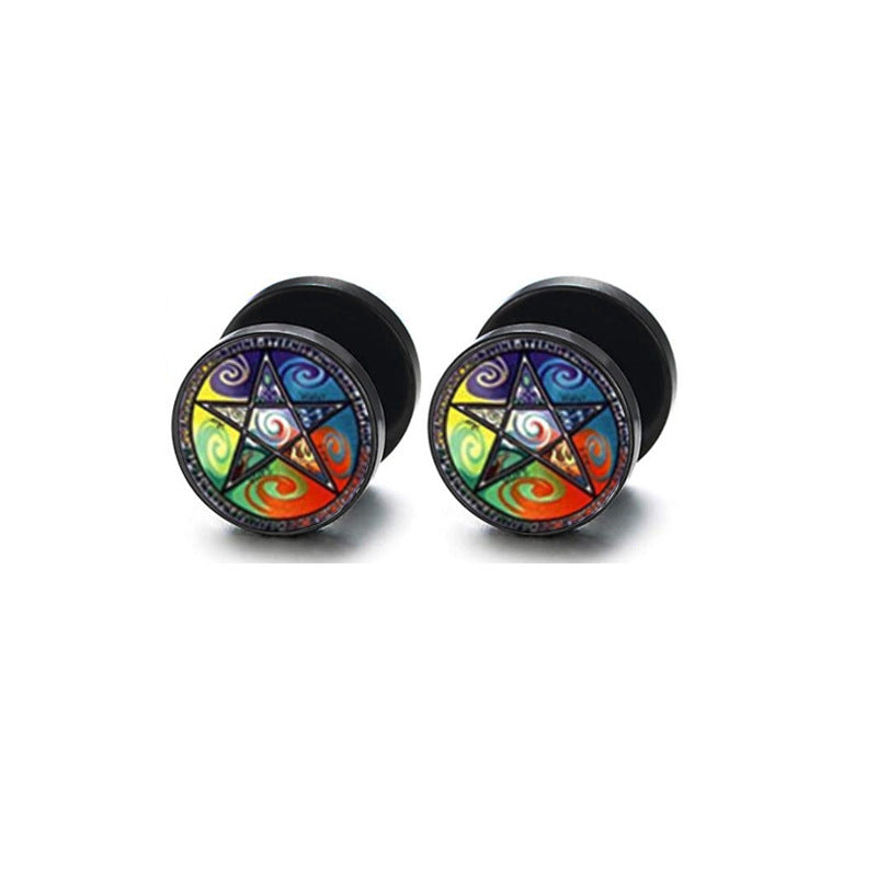 Women's & Men's Style Round Cake Barbell Korean Trendy Earrings