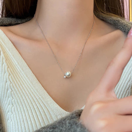 Single Pearl Zircon Female Summer Light Luxury Minority Necklaces