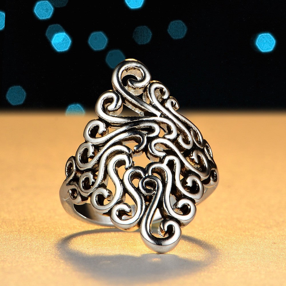 Flower Female Retro Pattern Shank Fashion Exaggerated Rings