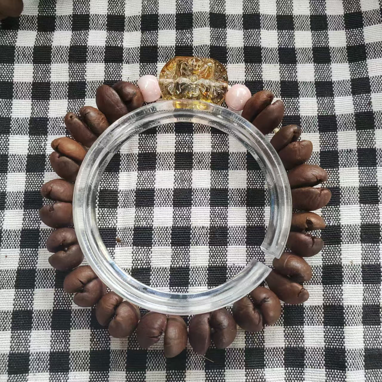 Coffee Bean Ebony Kitten Head Passion Fruit Seed Bracelets