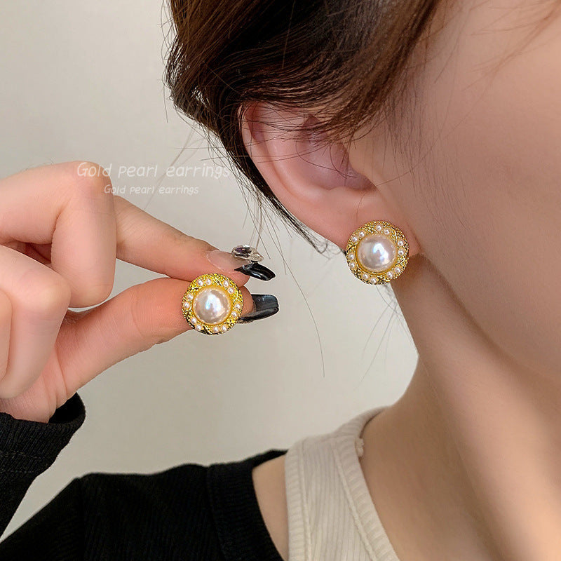 Personality Baroque Pearl Ear High Sense Light Rings