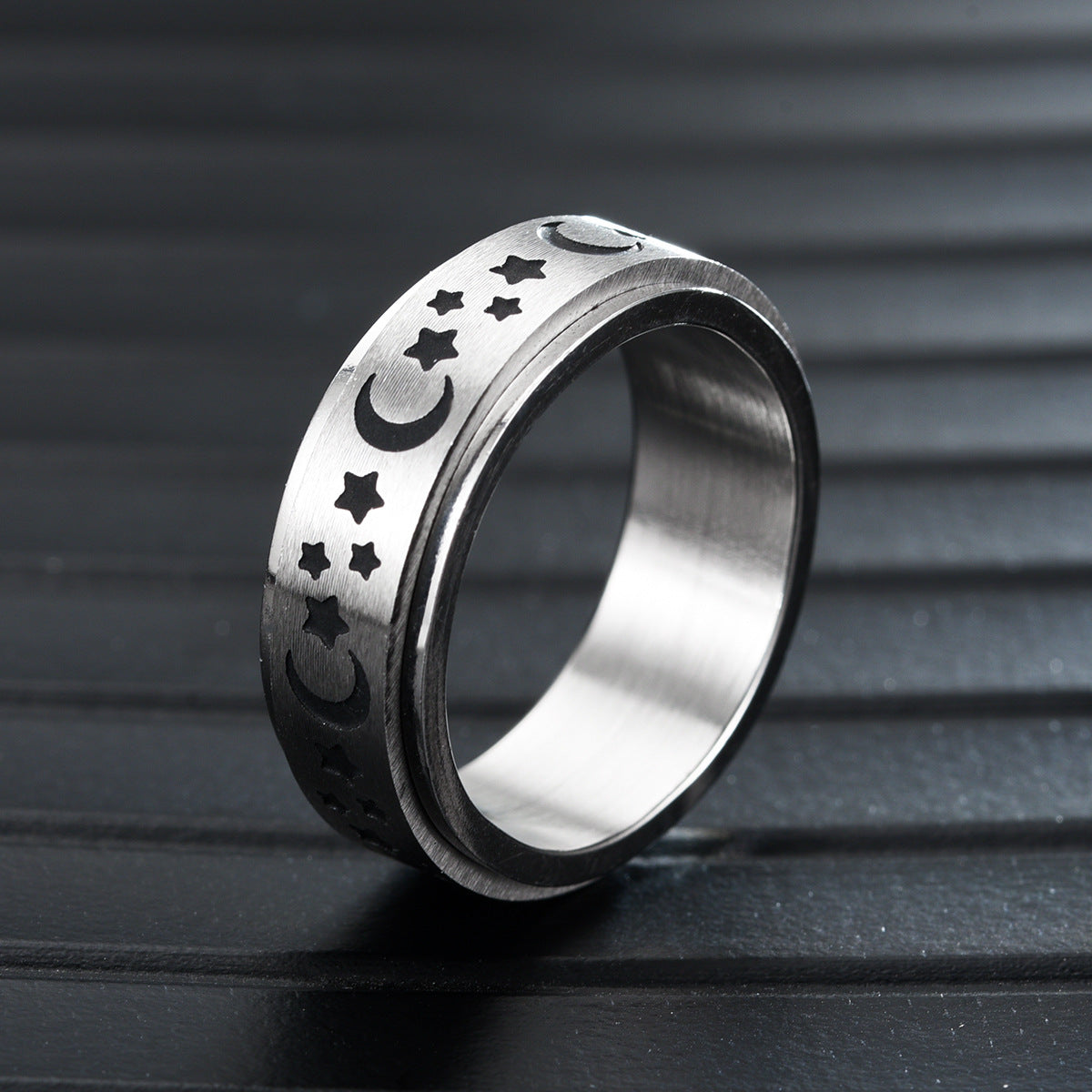 Stainless Steel Rotatable Star Moon Various Rings