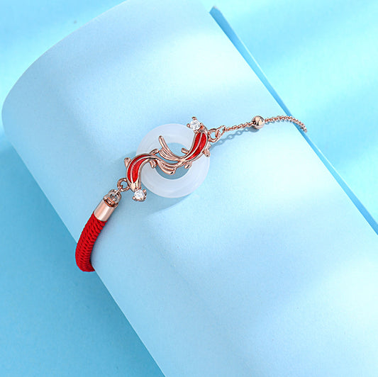 Jade Safety Buckle Female Red Rope Bracelets