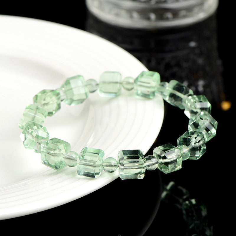 Crystal Natural Green Fluorite Cube Sugar Bracelets