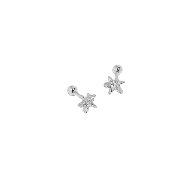 Niche Design Minimalist Starfish Screw Round Beads Tightening Buckle Earrings