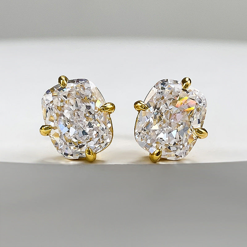 Balls Sier Gold-plated High Carbon Rhinestone Ear Earrings