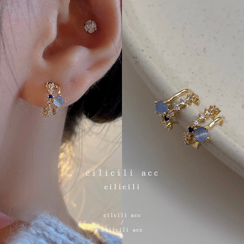 Fresh Sweet Cartoon Bunny Bear Love Heart Minority Design Refined Stud Earrings