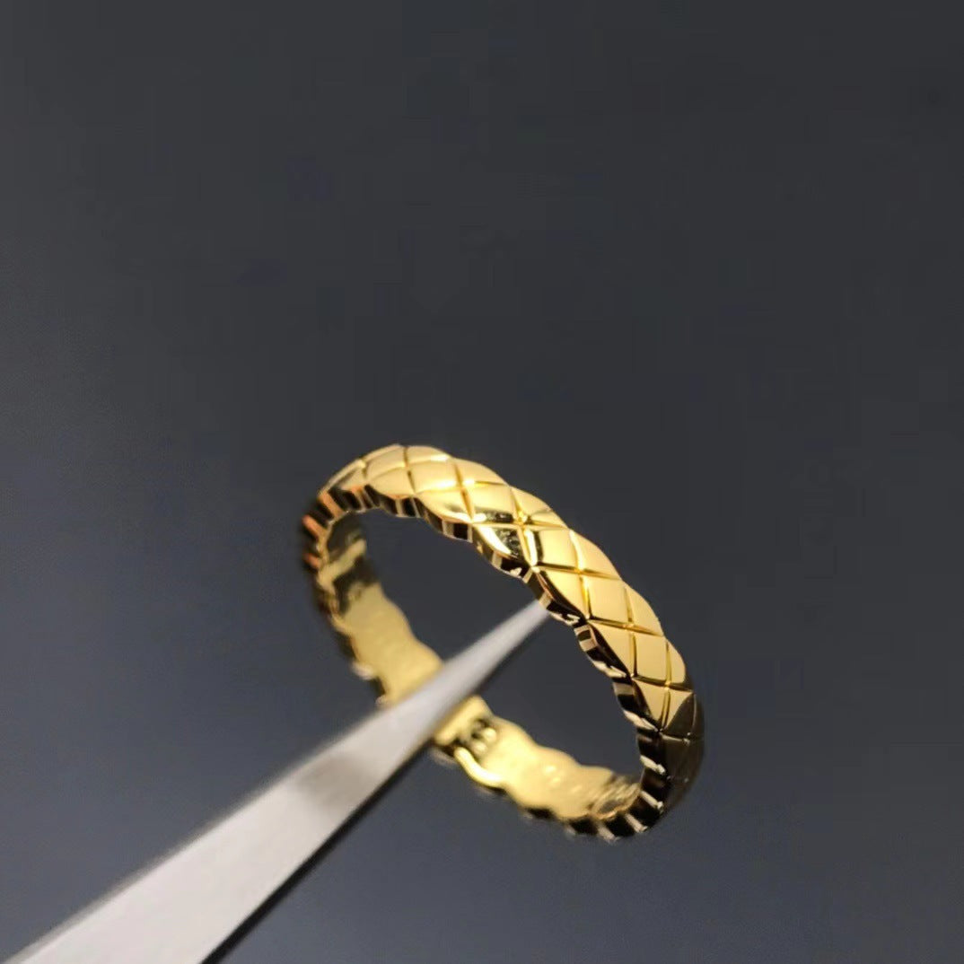 Version Narrow Wide Gold-plated Diamond Grid Rings