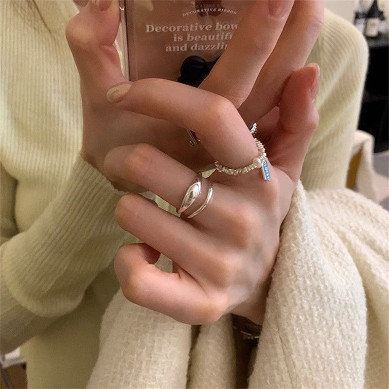 Women's Polished Geometric Niche Design Personality Cold Wind Small Rings