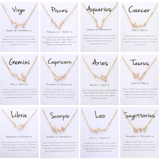 Twee Constellation Diamond Card Clavicle Chain Necklaces