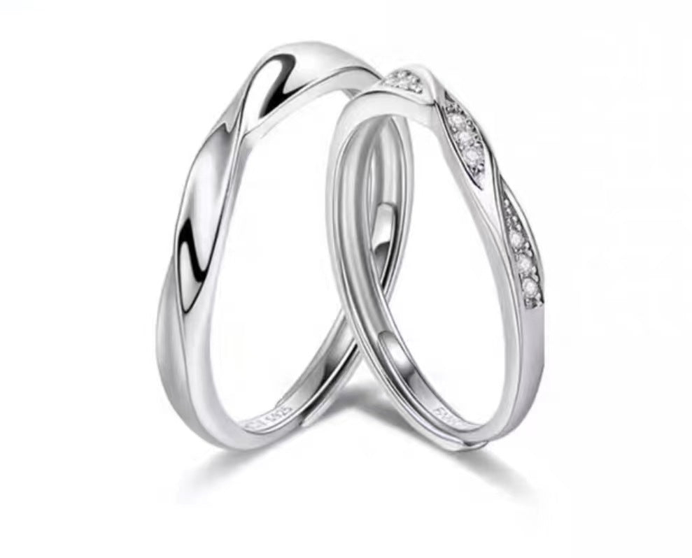 Women's & Men's Fan Home With Female Mobius Couple Fashion Simple Opening Rings