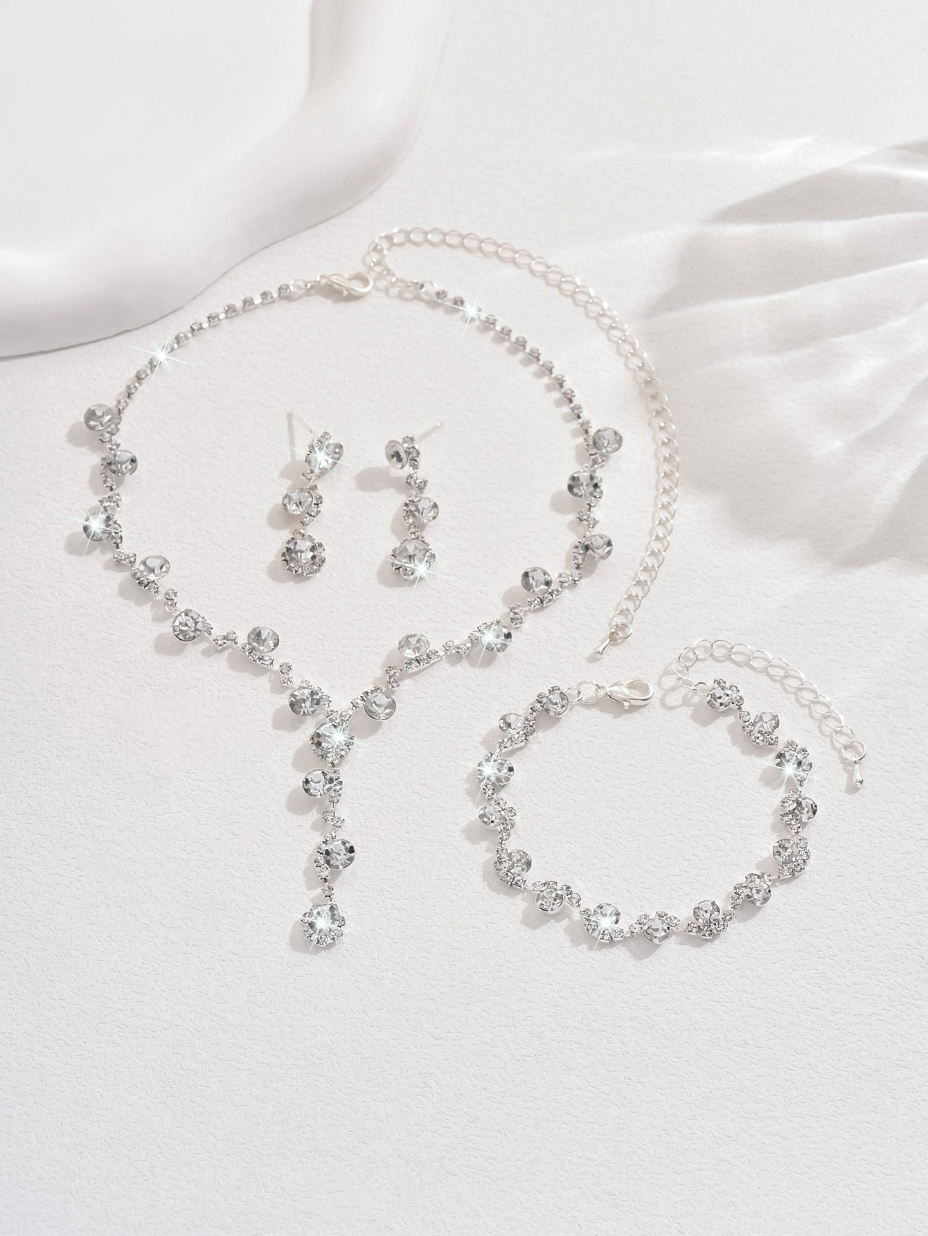 Bridal Popular Sunflower Rhinestone Pearl Three-piece Necklaces