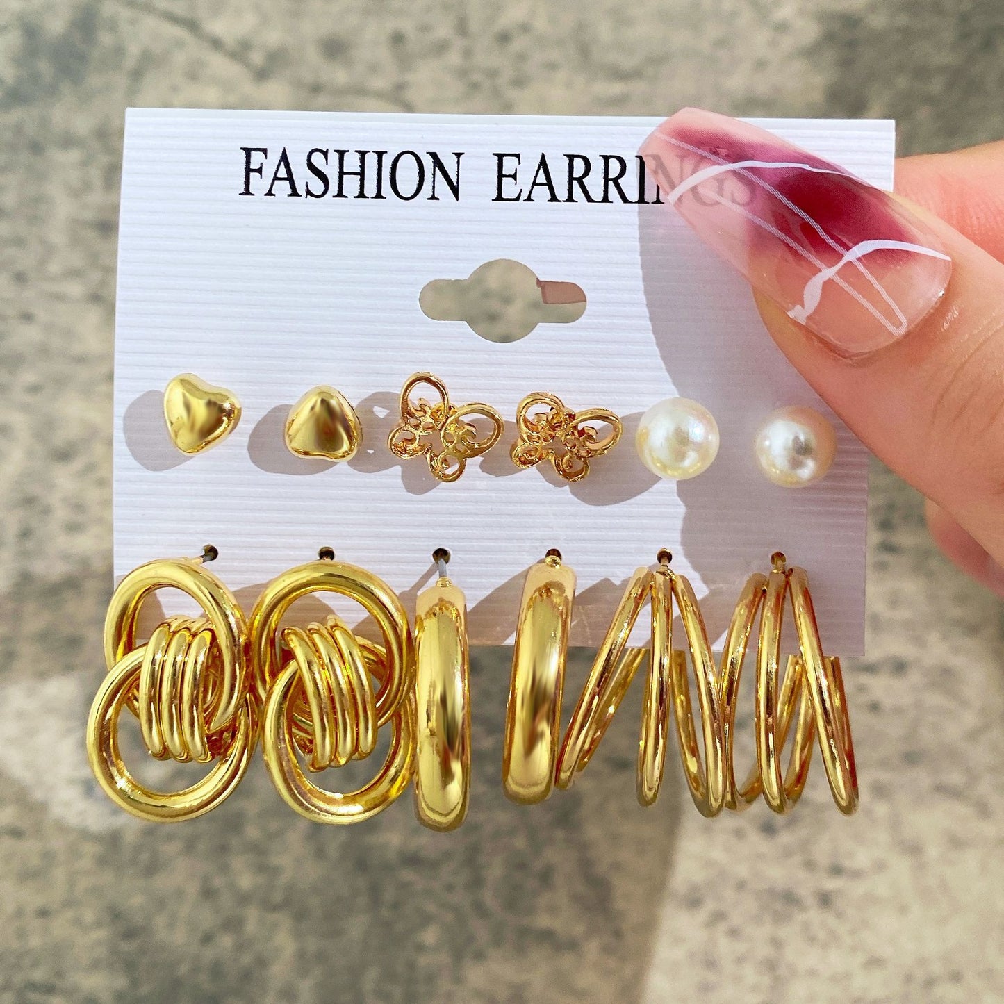 Unique Punk Style Gold Creative Metal Heart Stud Earrings