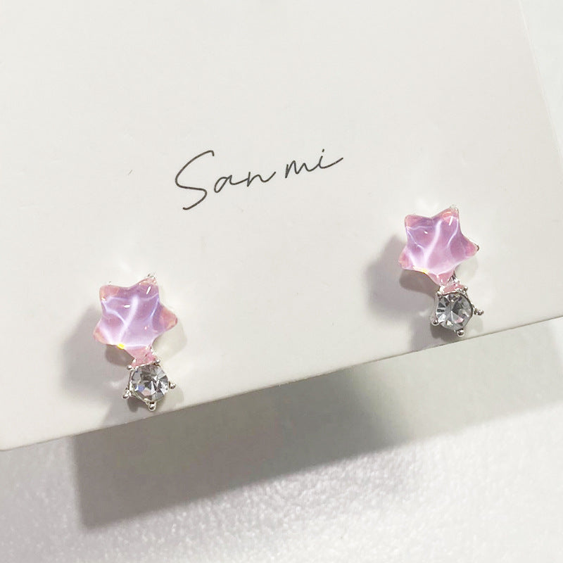 Fresh Plain Sier Plated Bow Female Small Simple Stud Earrings