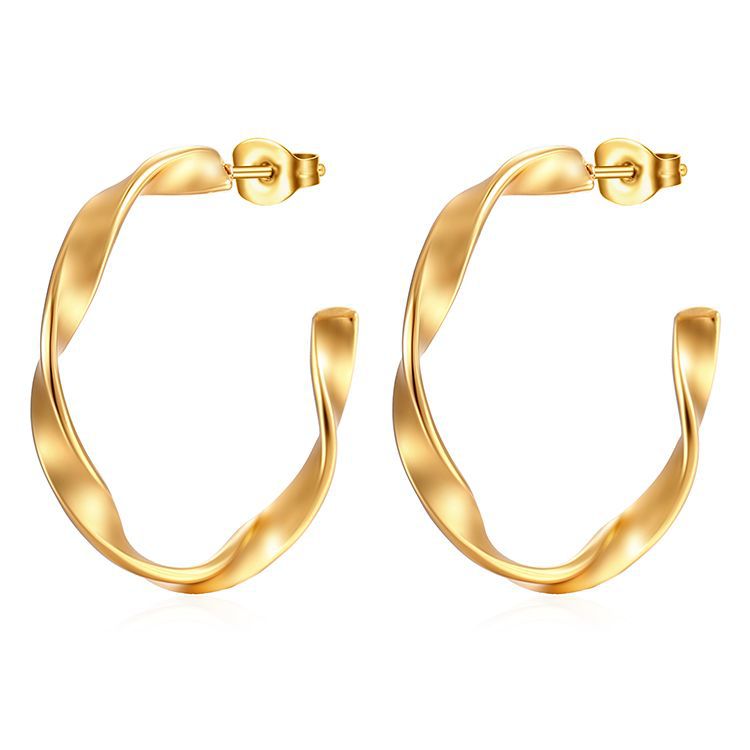 Women's Twisted Line Shaped Stainless Steel Trend Earrings