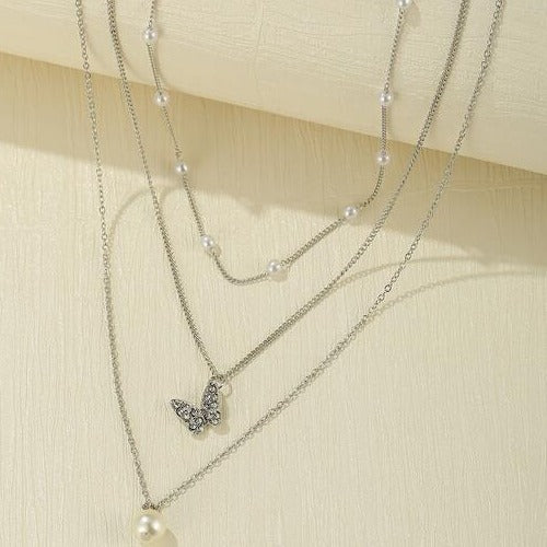 Artificial Short Pearl Creative Simple Butterfly Necklaces