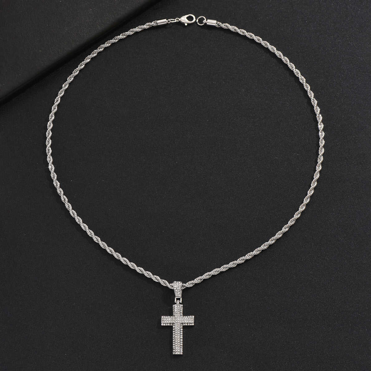 Men's Zircon Cross Design Clavicle Chain Hip Necklaces
