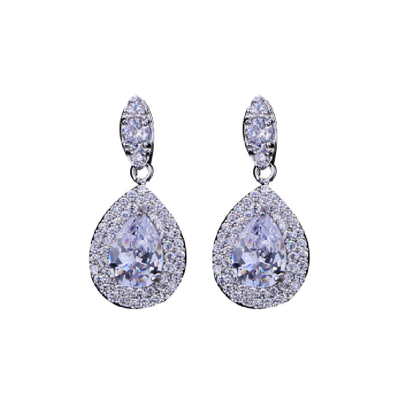 Formal Dress Zircon Water Drops Inlaid Jewelry Set