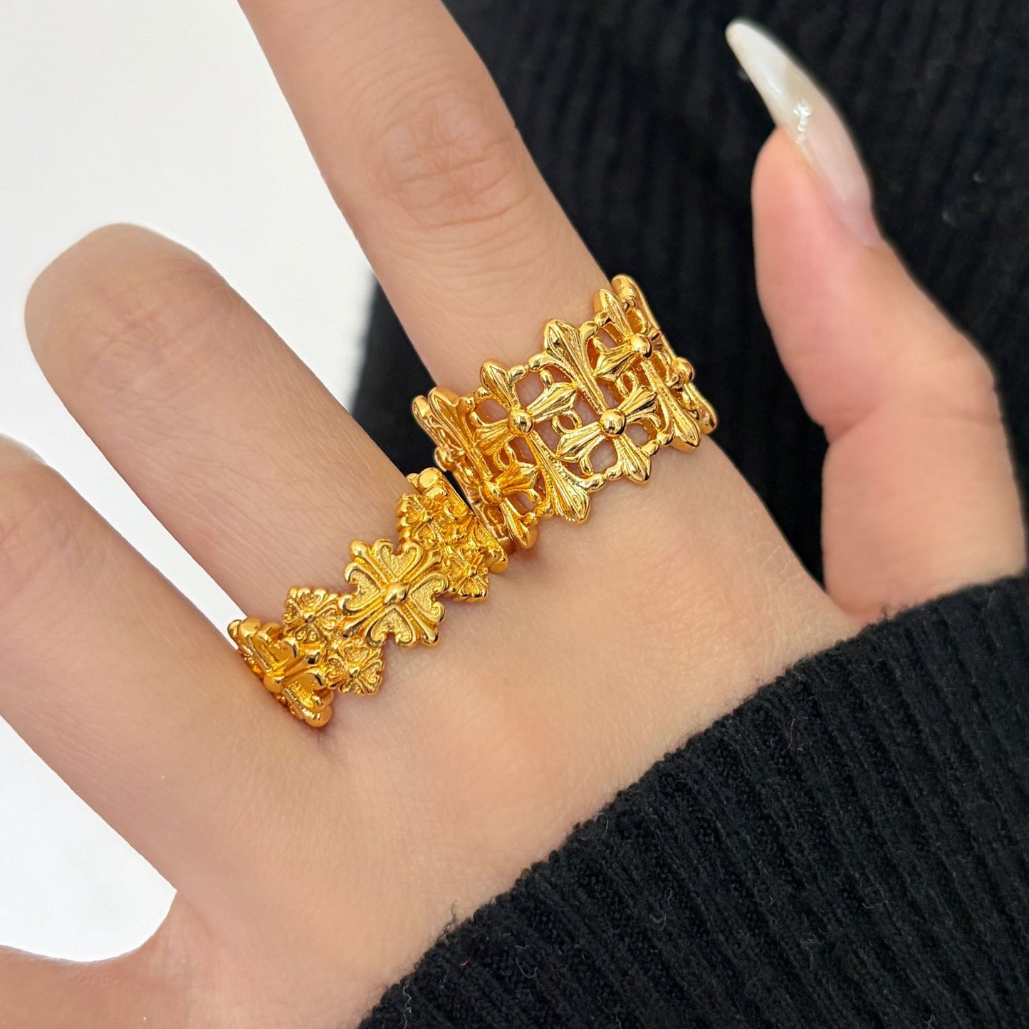 Women's Gold Retro For Simple Versatile Opening Rings