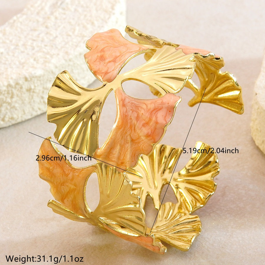 Steel Oil Dripping Cherry Special Interest Light Luxury Flowers Openings Bracelet