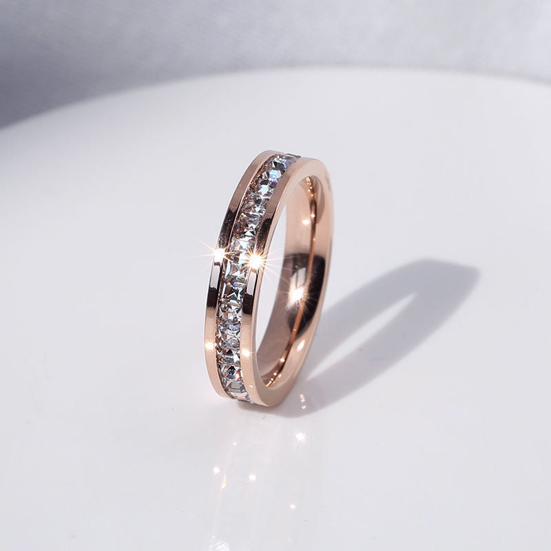 Women's & Men's Starry Titanium Steel Couple Live Broadcast Rings