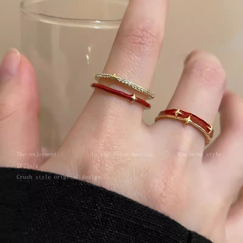 Red Drip Glazed Female Niche Index Rings