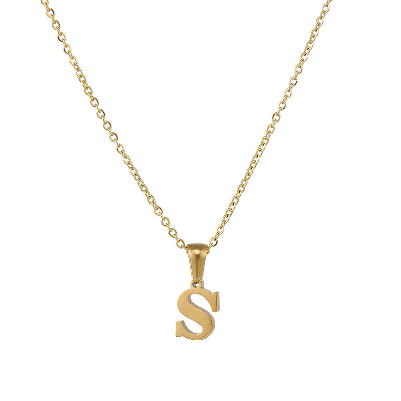 Women's Steel Mirror Polished Mini Letter For Necklaces