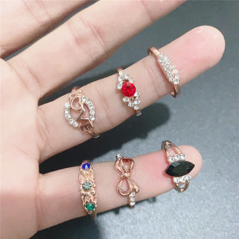 Cool Mixed Simple Rhinestone Boxed Tail Ring