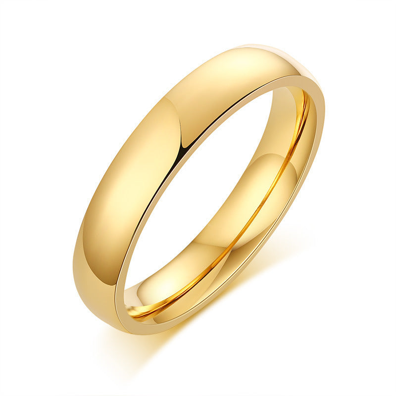 Women's & Men's Electroplated Gold Plain Fine Glossy Fashion Rings