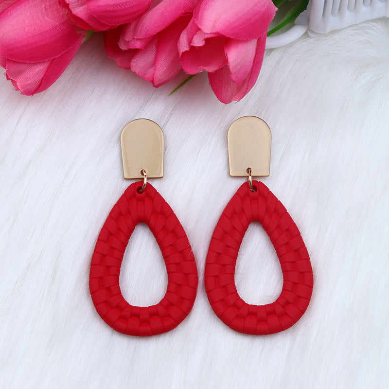 Women's Woven Pattern Drop-shaped Hollow Ear Acrylic Earrings