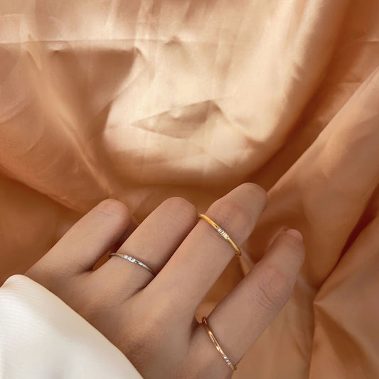 Simple Diamond Titanium Steel Female Temperament Twin Rings