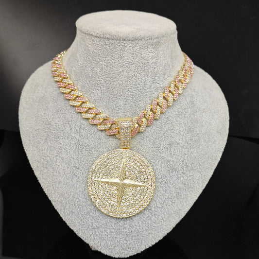 Lightning Big Round Full Diamond Hip Necklaces