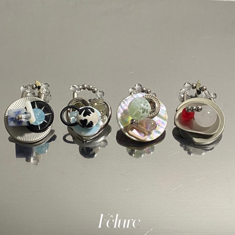 Niche Retro Sweet Colorful Summer Shell Button Elastic Ring