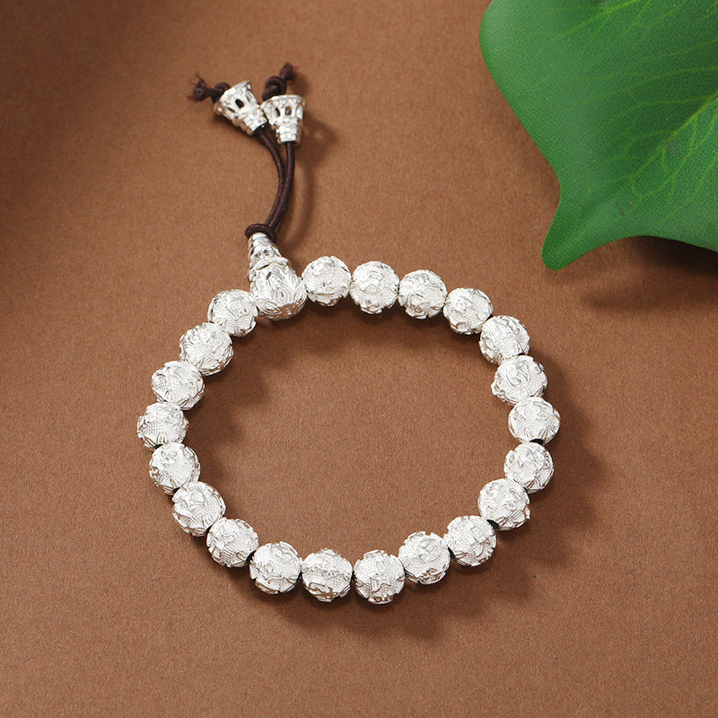 Women's & Men's Rosary Vintage Lotus Round Beads Buddha Bracelets