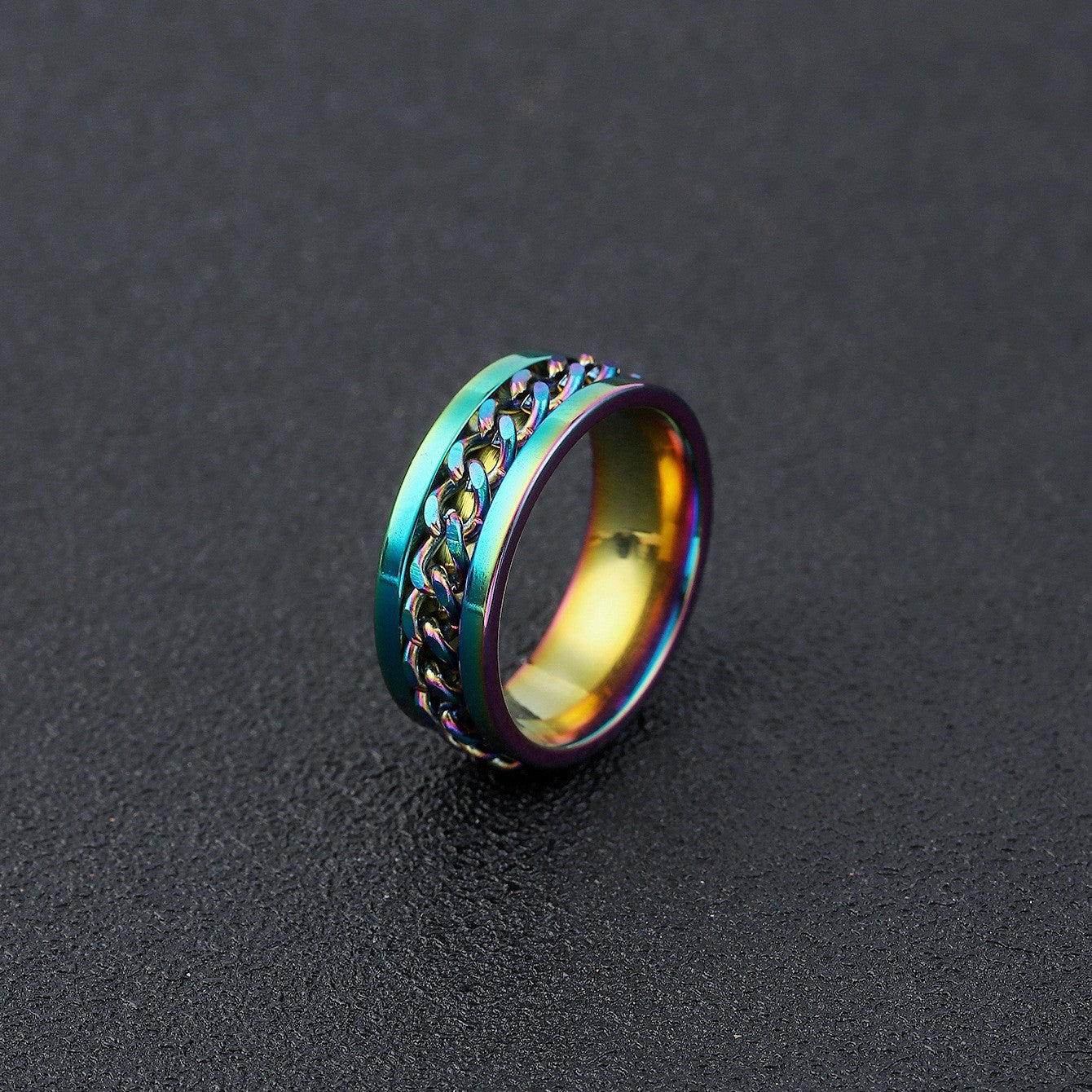Men's Stainless Steel Trendy Titanium Rotatable Open Rings