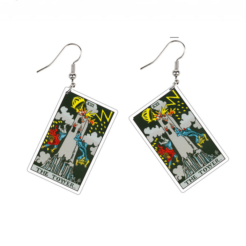 Acrylic Printing Double-sided Vintage Tarot Designer Earrings