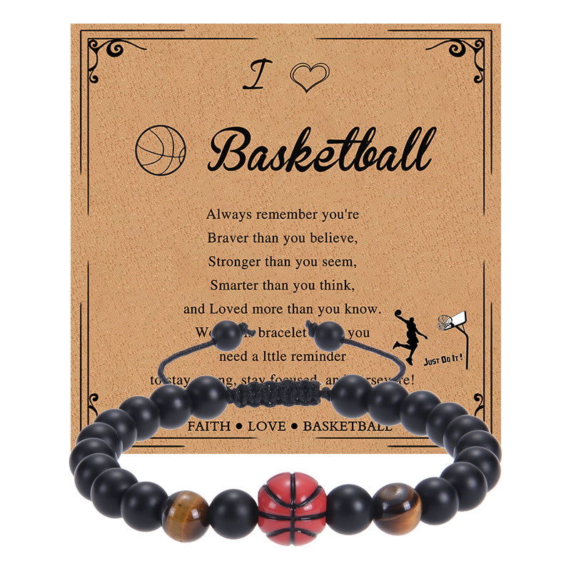 Beaded Black Frosted Football Tennis Basketball Bracelets