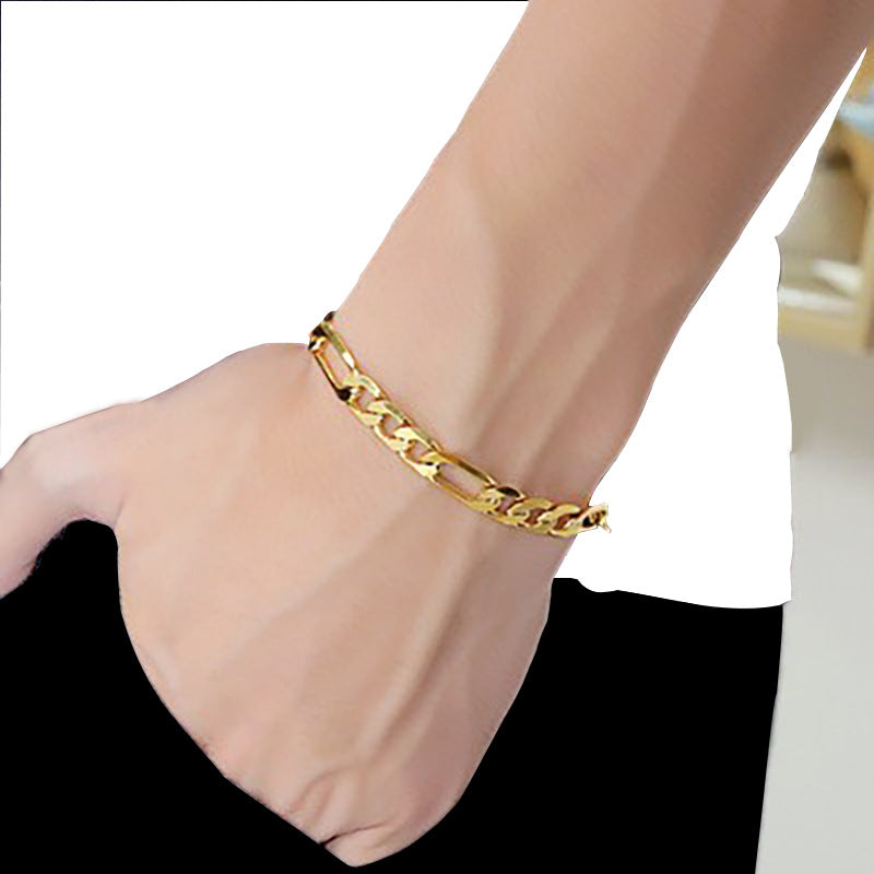 Women's & Men's Stainless Steel Figaro Simple Gold-plated Titanium Bracelets