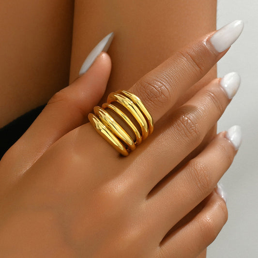 Simple Female Personality Line Design Irregular Rings