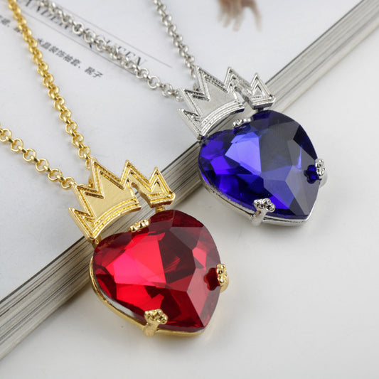 Descendant Peripheral Peach Heart Crystal Crown Necklaces