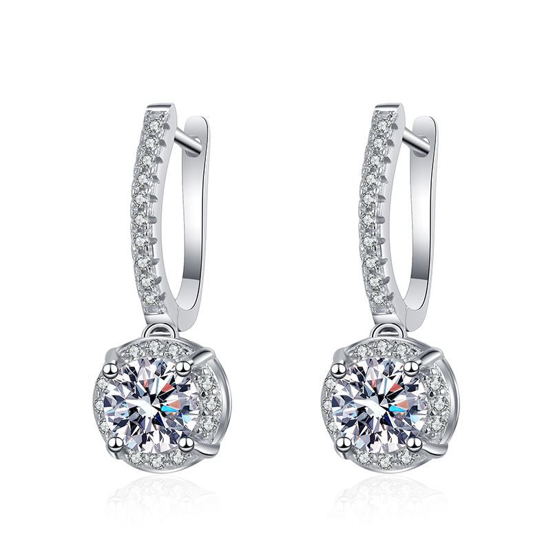 Fashion Sterling Sier Moissanite Luxurious Karat Earrings